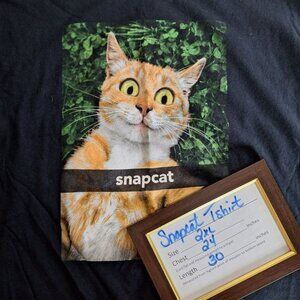 Snapcat Funny Tee Shirt Black Selfie Chat Pun Gift Adult Unisex 2X Heavy Cotton